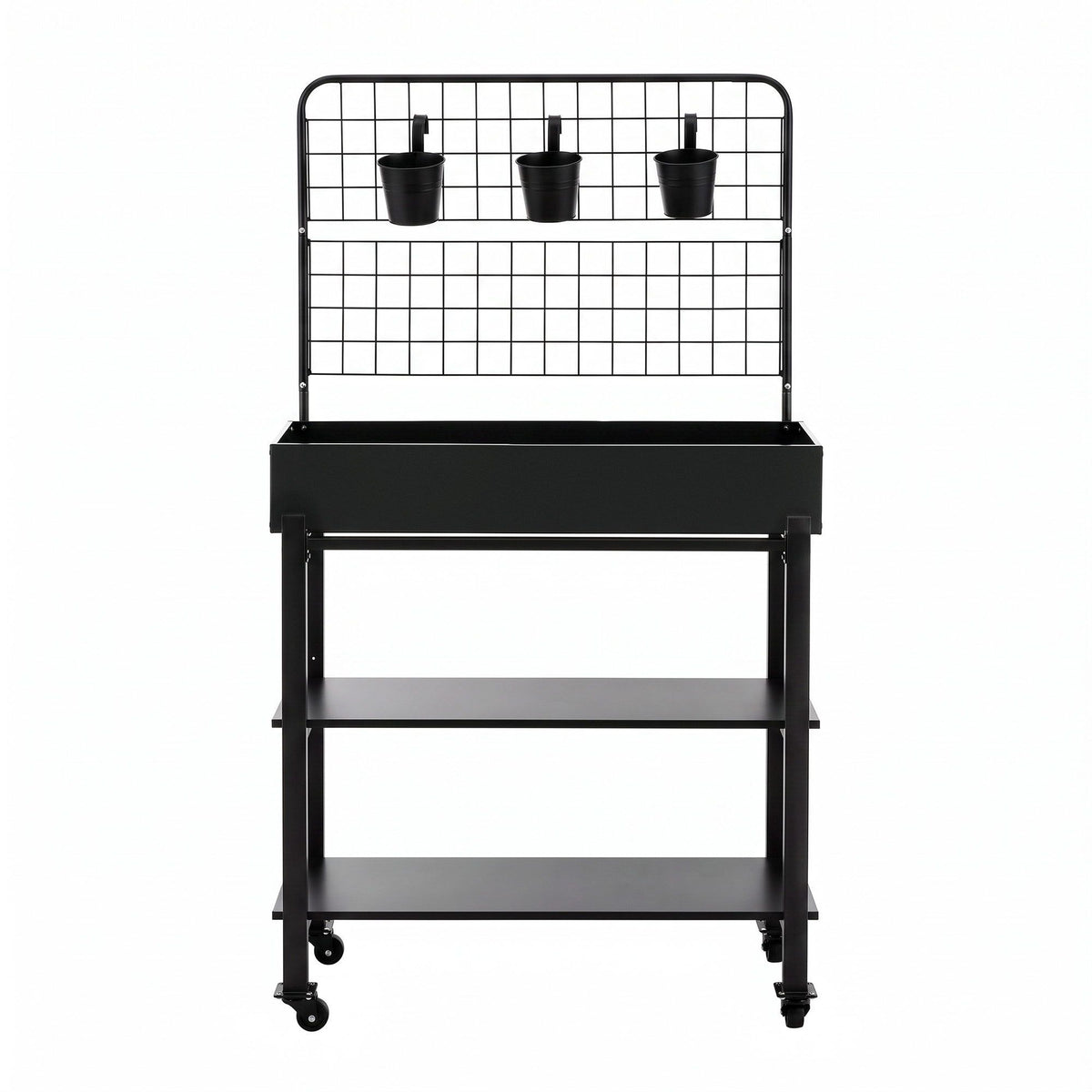 Green Fingers Mobile Raised Garden Bed with Trellis & Shelves Dark Grey