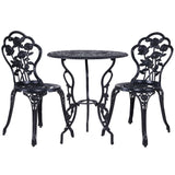 Gardeon 3PC Outdoor Setting Bistro Set Chairs Table Cast Aluminum Rose Black