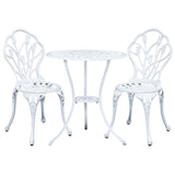 Gardeon 3PC Outdoor Setting Bistro Set Chairs Table Cast Aluminum Patio Furniture Tulip White