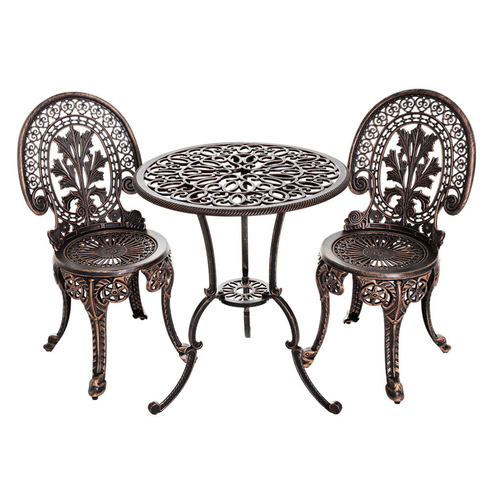 Outdoor Chairs: Gardeon 3PC Patio Furniture Outdoor Bistro Set Dining Chairs Aluminium Bronze
