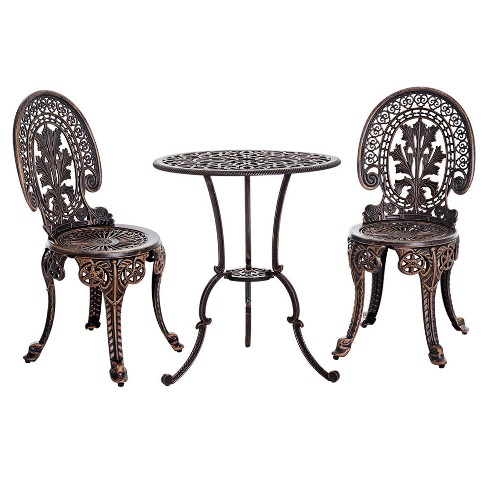 Outdoor Chairs: Gardeon 3PC Patio Furniture Outdoor Bistro Set Dining Chairs Aluminium Bronze