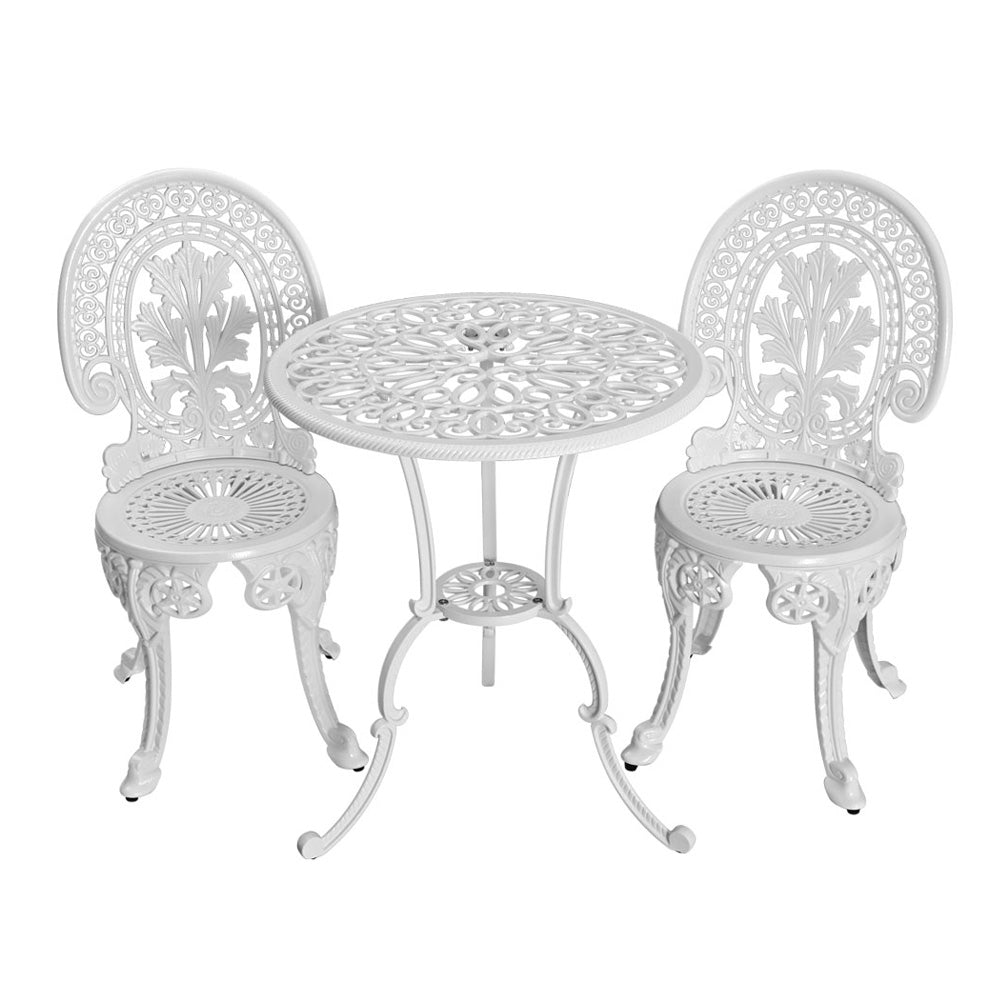 Outdoor Chairs: Gardeon 3PC Patio Furniture Outdoor Bistro Set Dining Chairs Aluminium White