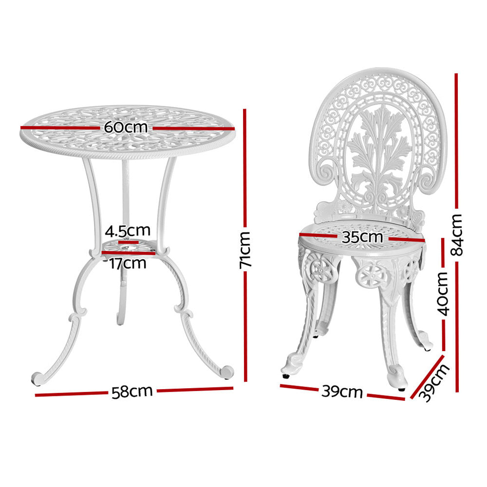 Outdoor Chairs: Gardeon 3PC Patio Furniture Outdoor Bistro Set Dining Chairs Aluminium White