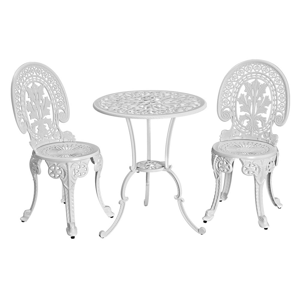 Outdoor Chairs: Gardeon 3PC Patio Furniture Outdoor Bistro Set Dining Chairs Aluminium White