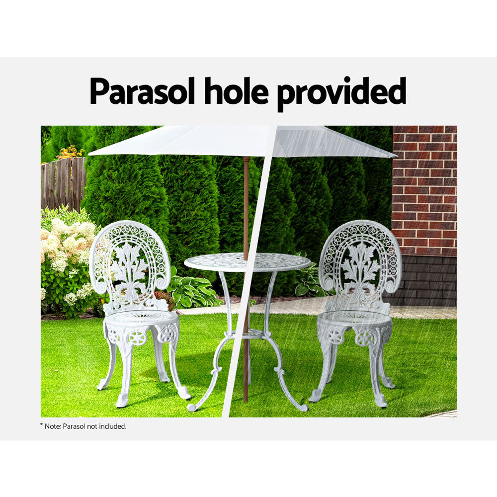 Outdoor Chairs: Gardeon 3PC Patio Furniture Outdoor Bistro Set Dining Chairs Aluminium White