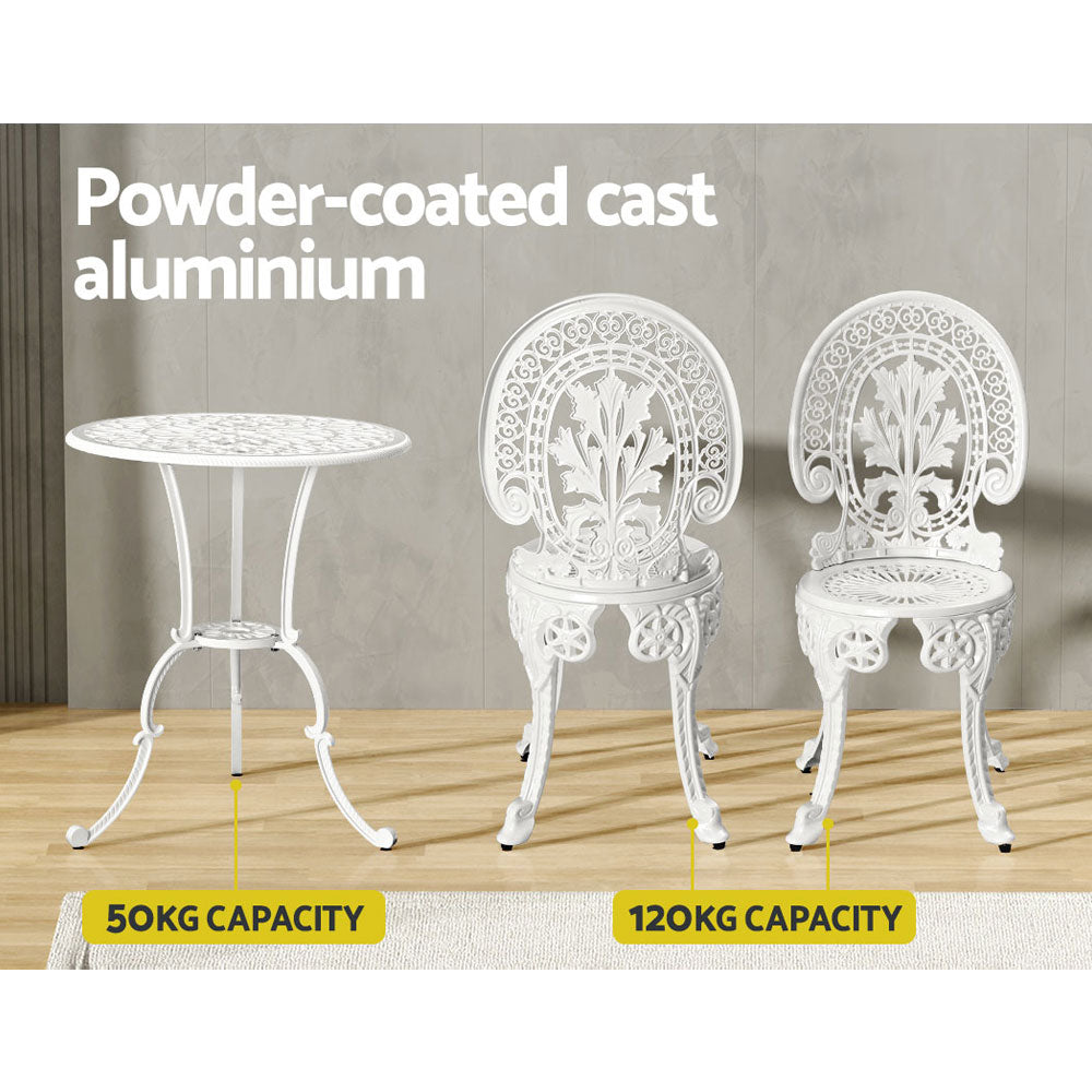 Outdoor Chairs: Gardeon 3PC Patio Furniture Outdoor Bistro Set Dining Chairs Aluminium White