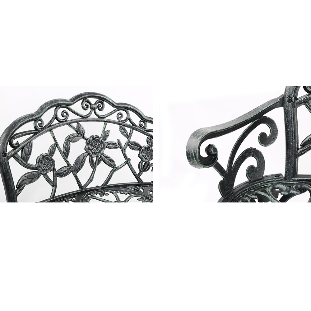 Outdoor Chairs: Gardeon Outdoor Garden Bench Seat 100cm Cast Aluminium Patio Chair Vintage Green