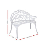 Gardeon Outdoor Garden Bench Seat 100cm Cast Aluminium Outdoor Patio Chair Vintage White