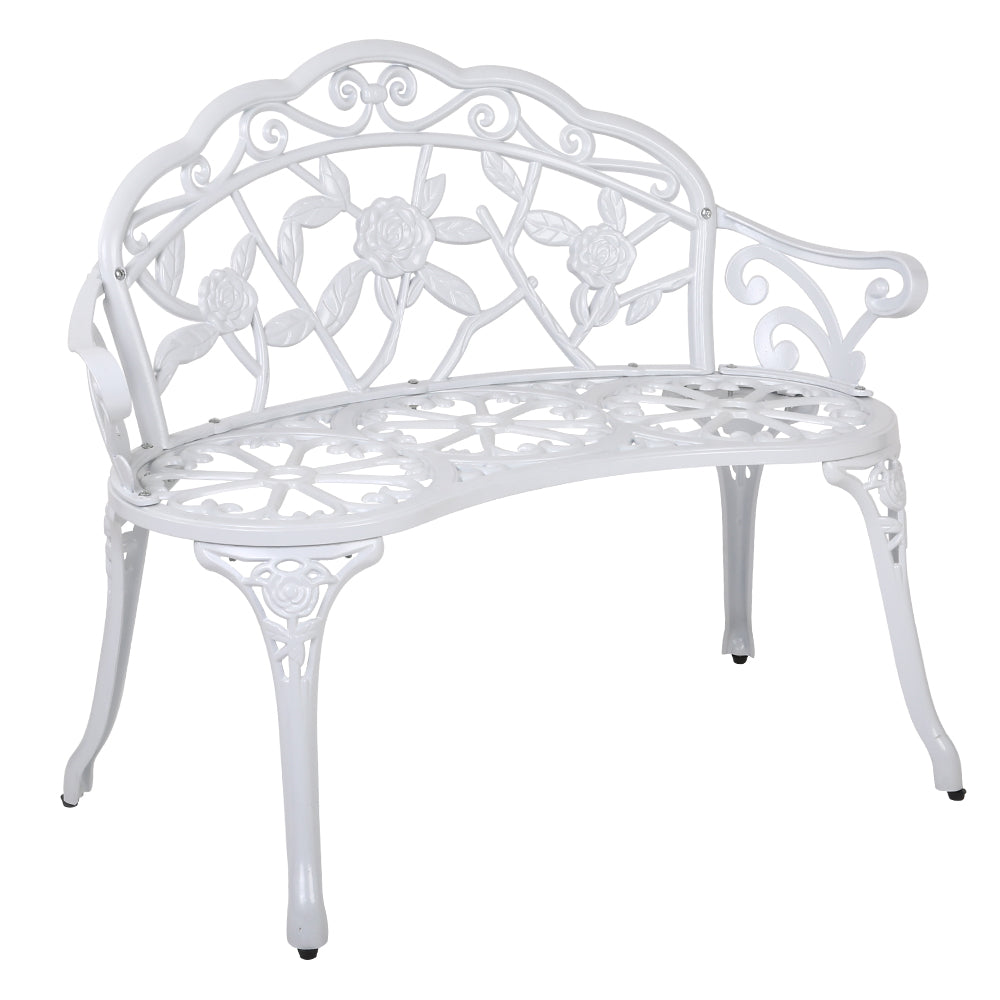 Outdoor Chairs: Gardeon Outdoor Garden Bench Seat 100cm Cast Aluminium Outdoor Patio Chair Vintage White