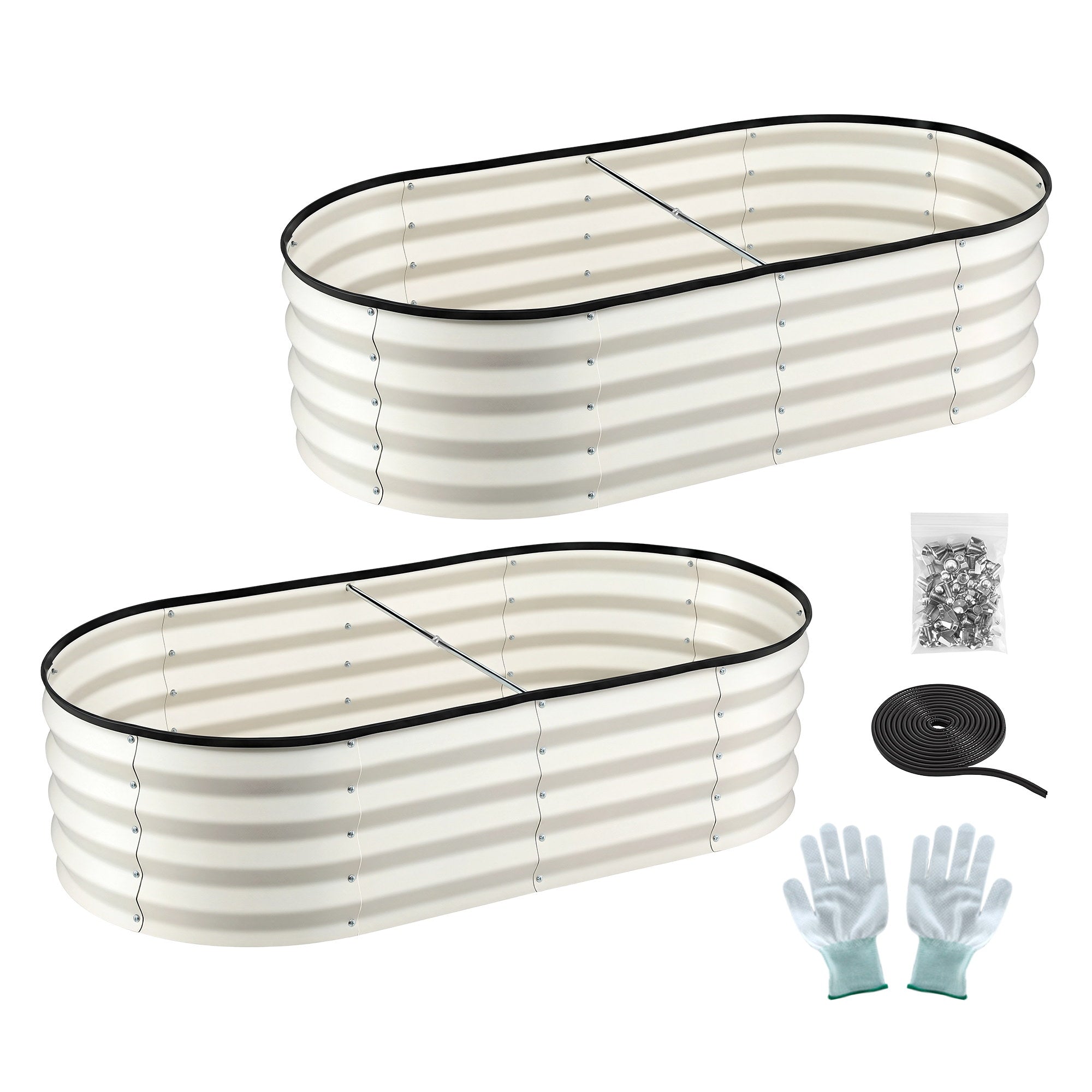 Green Fingers Raised Garden Bed 2 Pack Galvanised Planter Box Rust Resistant 120x60x30cm White