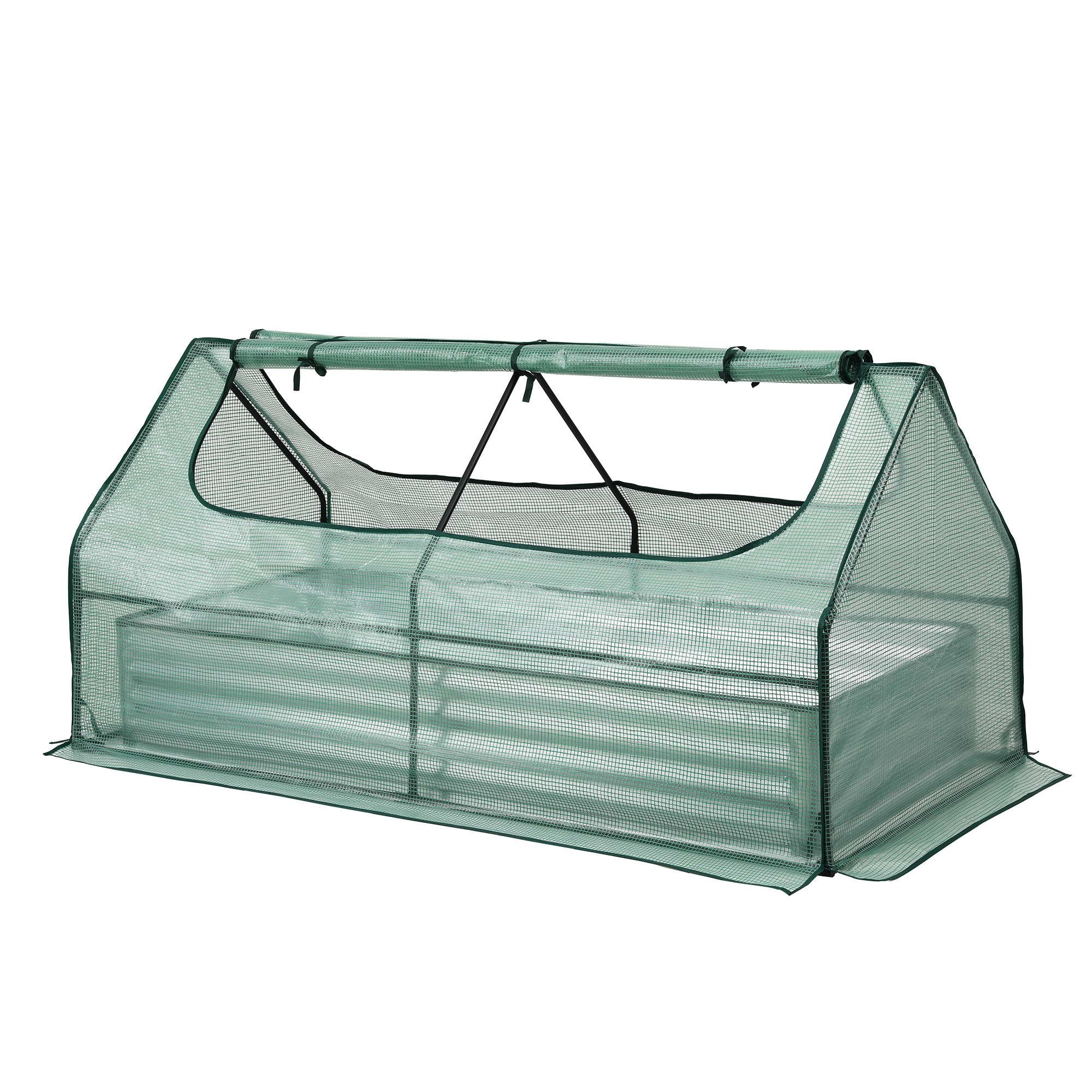 Green Fingers Raised Garden Bed with Greenhouse 3 in 1 Galvanised Planter Box Kit