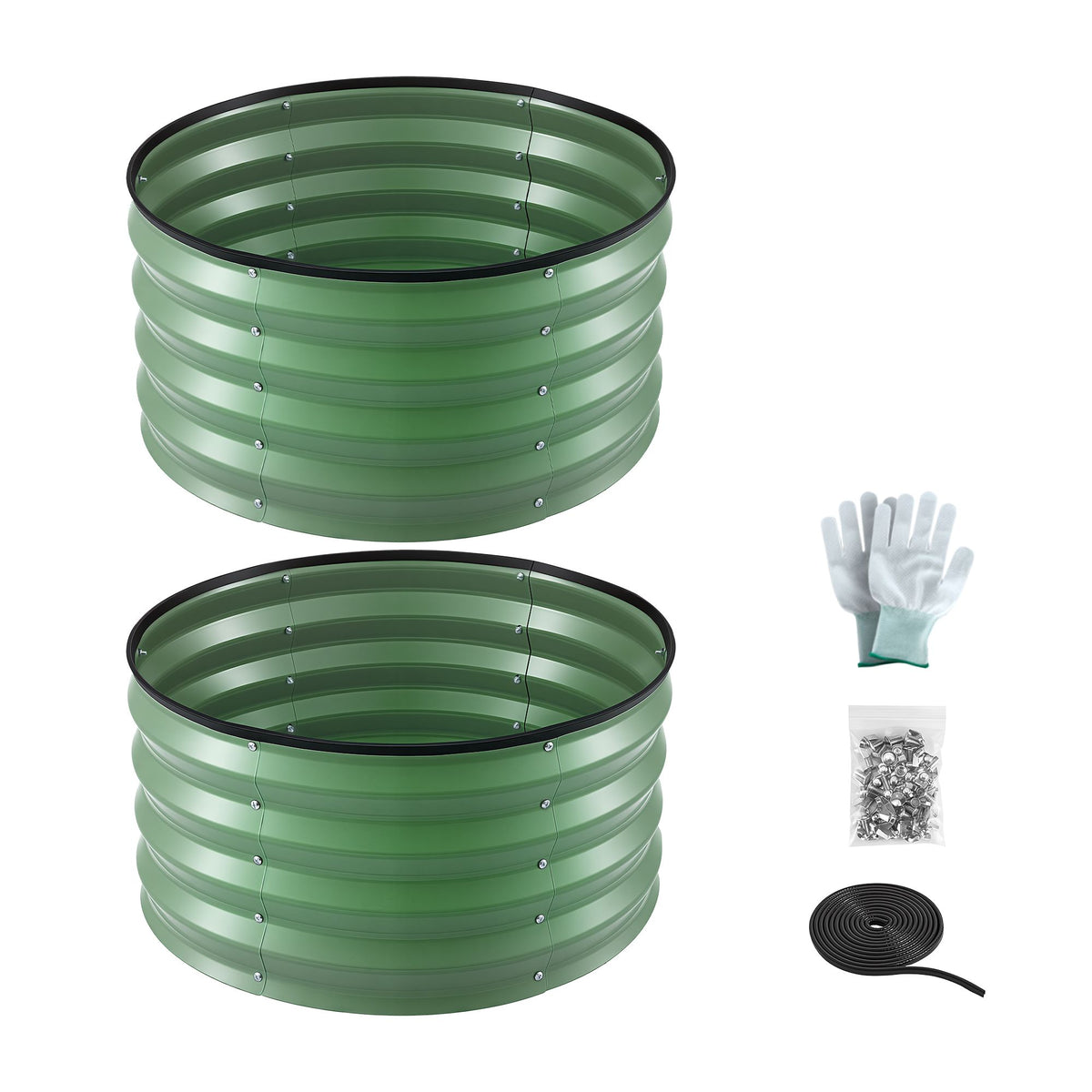 Green Fingers Round Raised Garden Bed 2 Pack Galvanised Planter Box Rust Resistant 60x60x30cm Green
