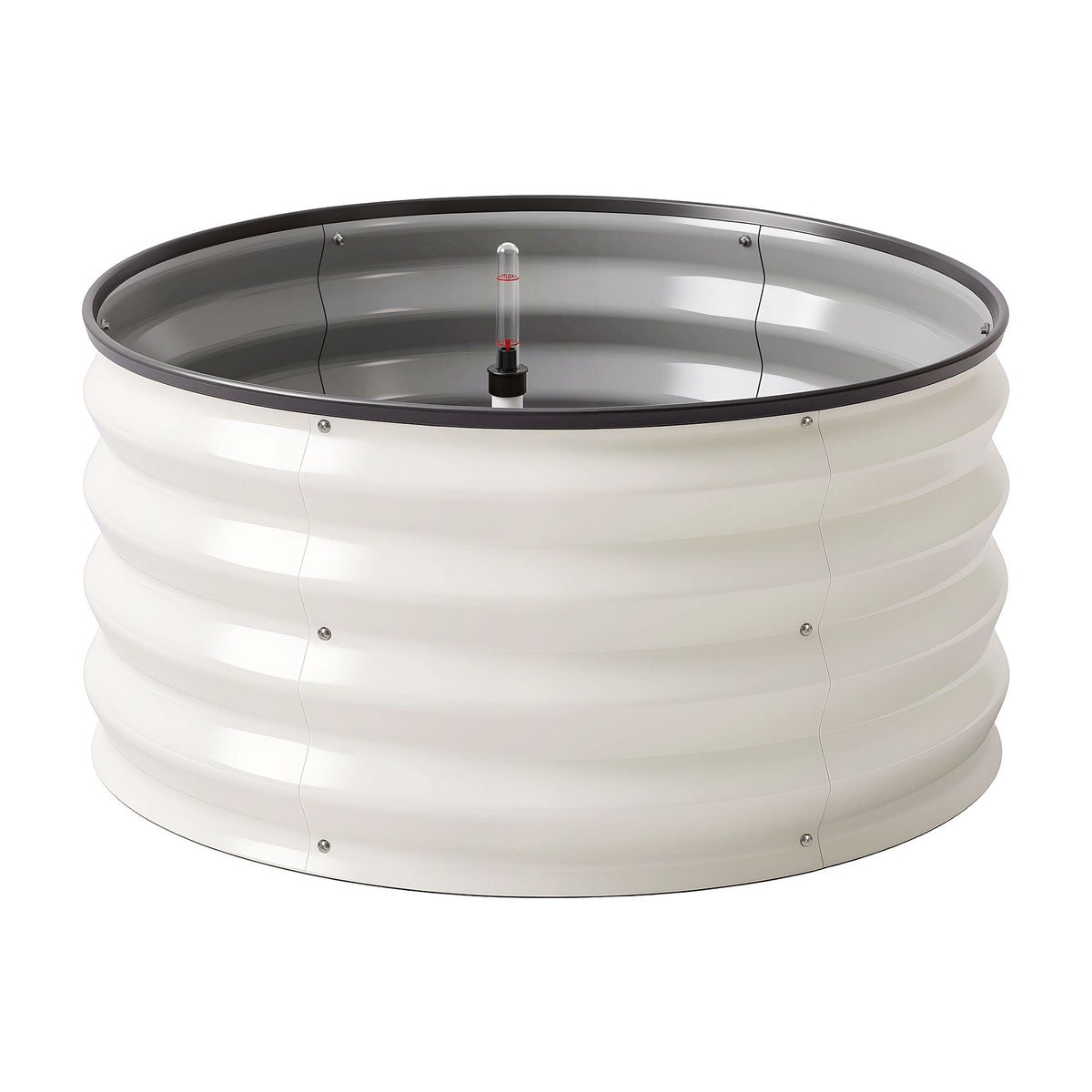 Green Fingers Self Watering Round Garden Bed Galvanised for Balcony Deck 60x60x30cm