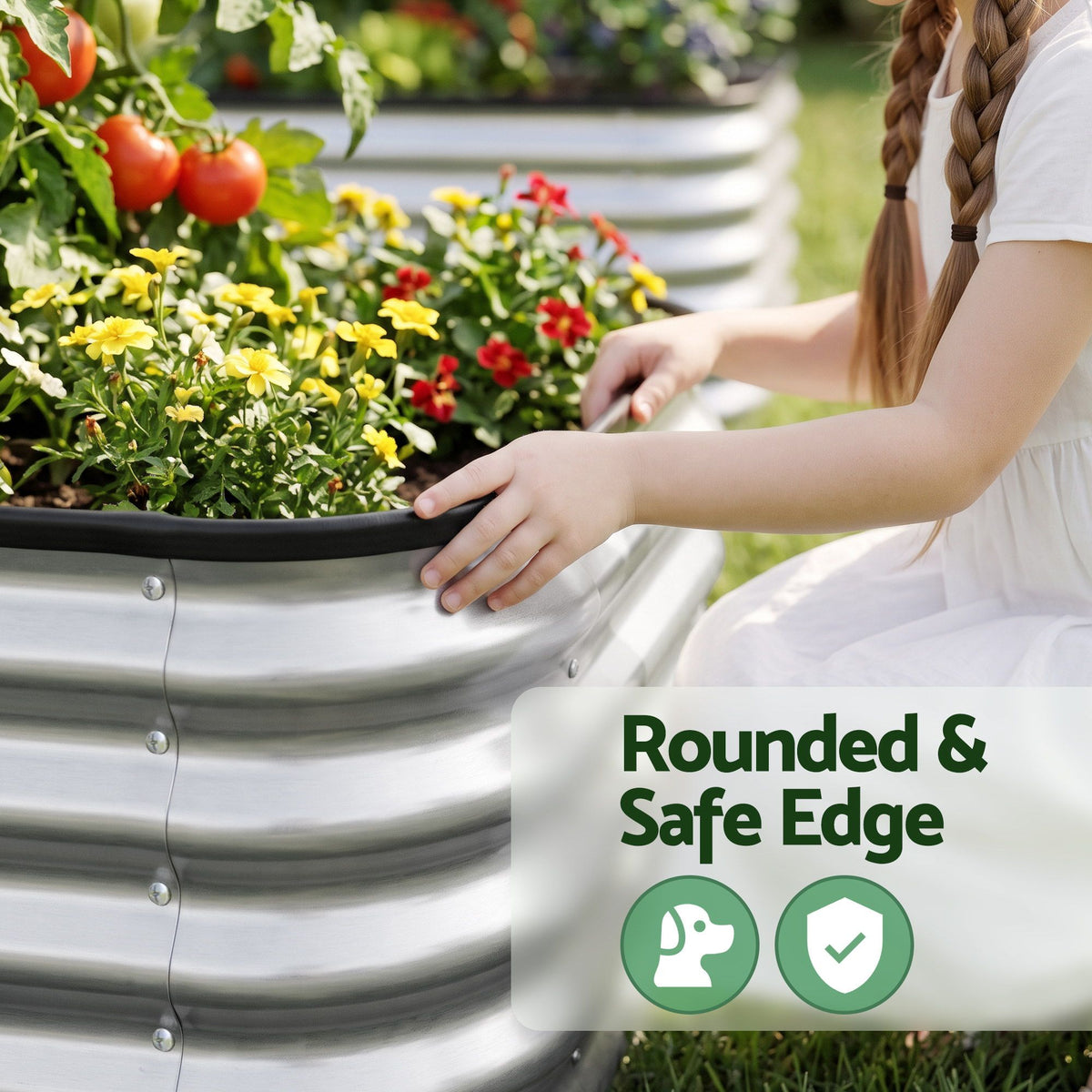 Green Fingers Galvanized Raised Garden Bed 2 Pack Metal Planter 60x60x45cm