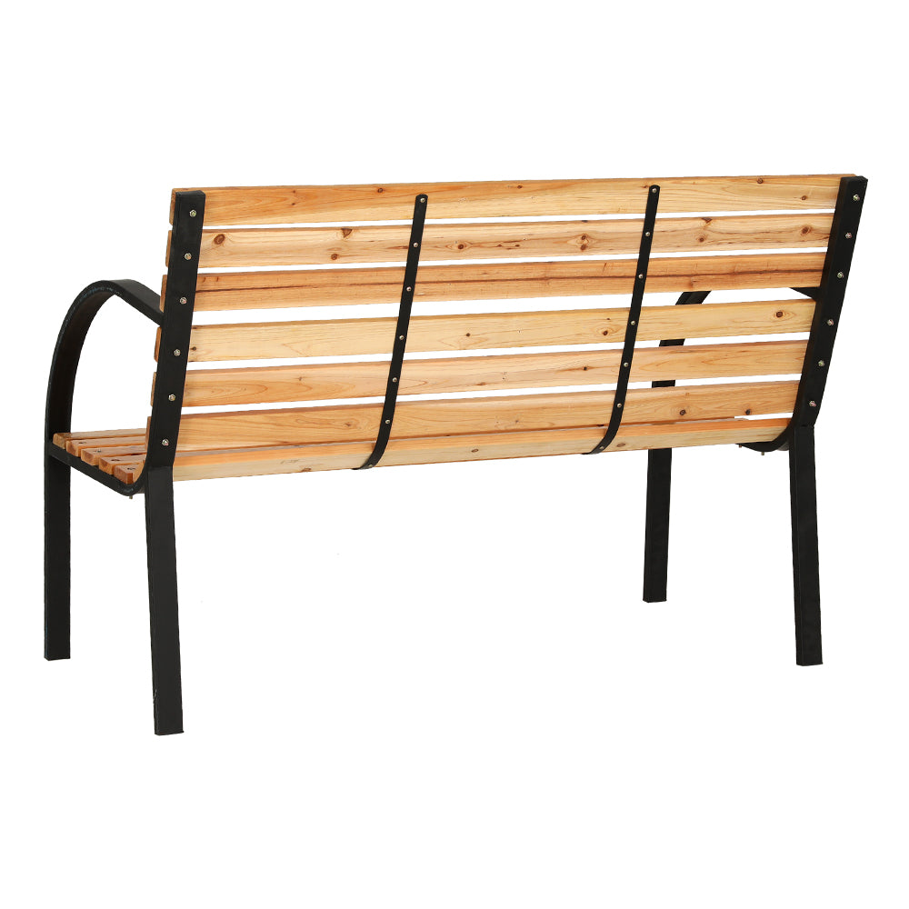 Outdoor Chairs: Gardeon Outdoor Garden Bench Seat 120cm Wooden Steel 2 Seater Patio Furniture Natural