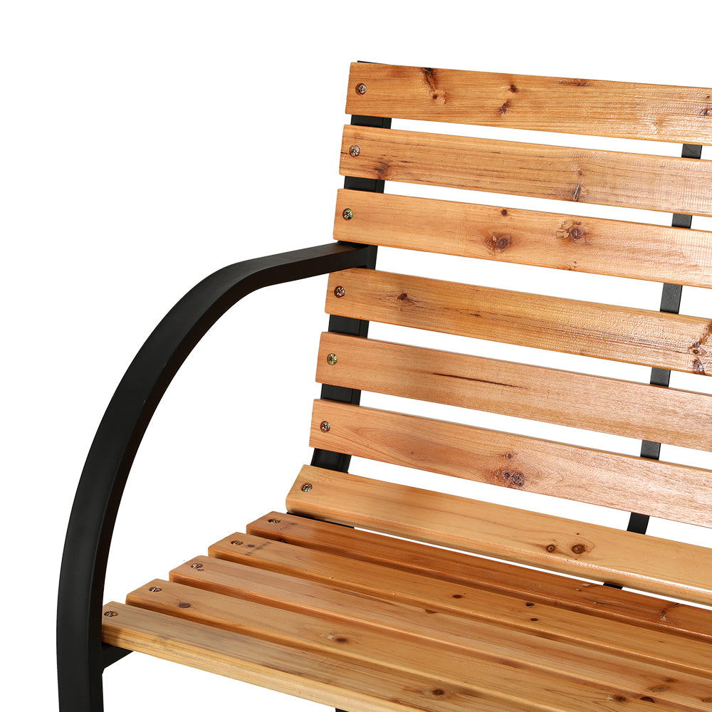 Outdoor Chairs: Gardeon Outdoor Garden Bench Seat 120cm Wooden Steel 2 Seater Patio Furniture Natural