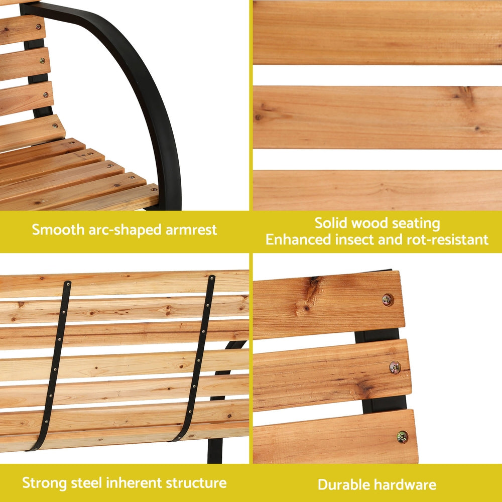 Outdoor Chairs: Gardeon Outdoor Garden Bench Seat 120cm Wooden Steel 2 Seater Patio Furniture Natural