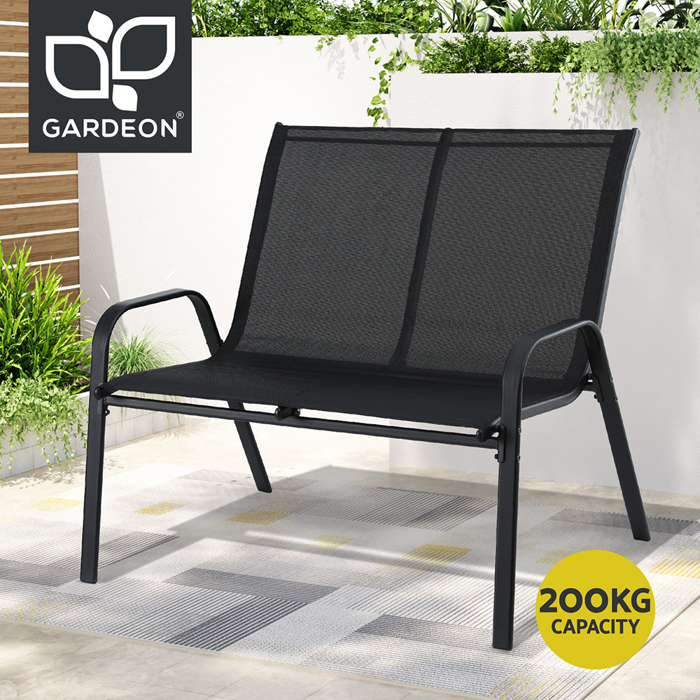 Outdoor Chairs: Gardeon Garden Bench Seat Steel Outdoor Patio Park Lounge Backyard Chair Black