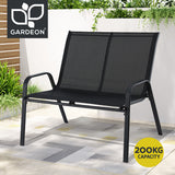 Outdoor Chairs: Gardeon Garden Bench Seat Steel Outdoor Patio Park Lounge Backyard Chair Black