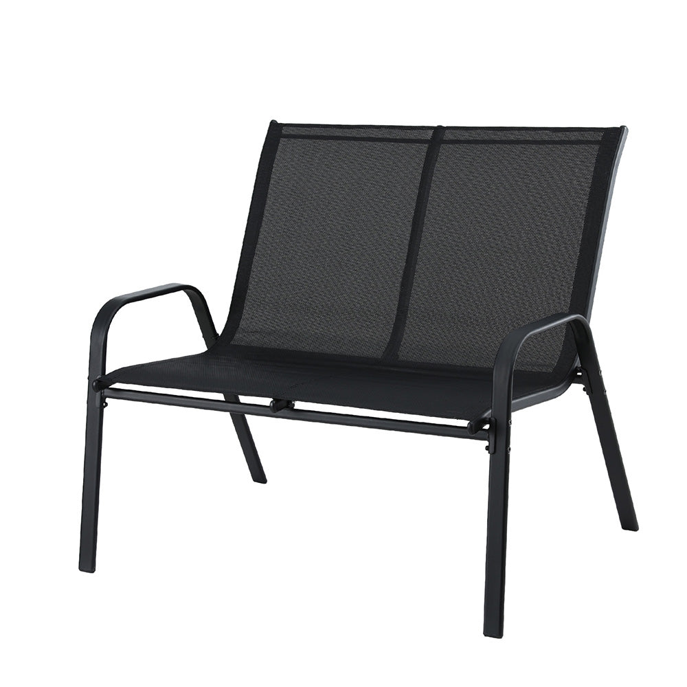 Outdoor Chairs: Gardeon Garden Bench Seat Steel Outdoor Patio Park Lounge Backyard Chair Black