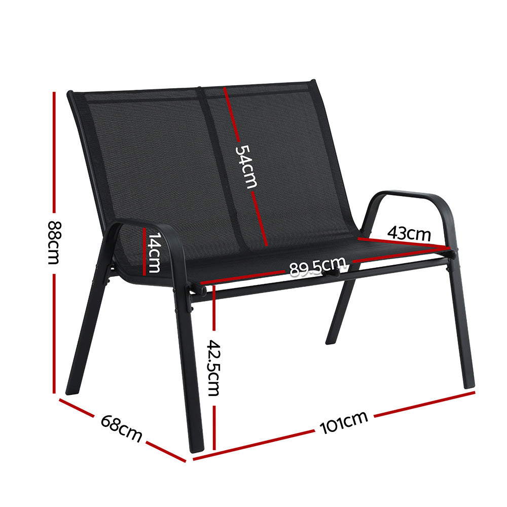 Outdoor Chairs: Gardeon Garden Bench Seat Steel Outdoor Patio Park Lounge Backyard Chair Black