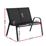 Outdoor Chairs: Gardeon Garden Bench Seat Steel Outdoor Patio Park Lounge Backyard Chair Black