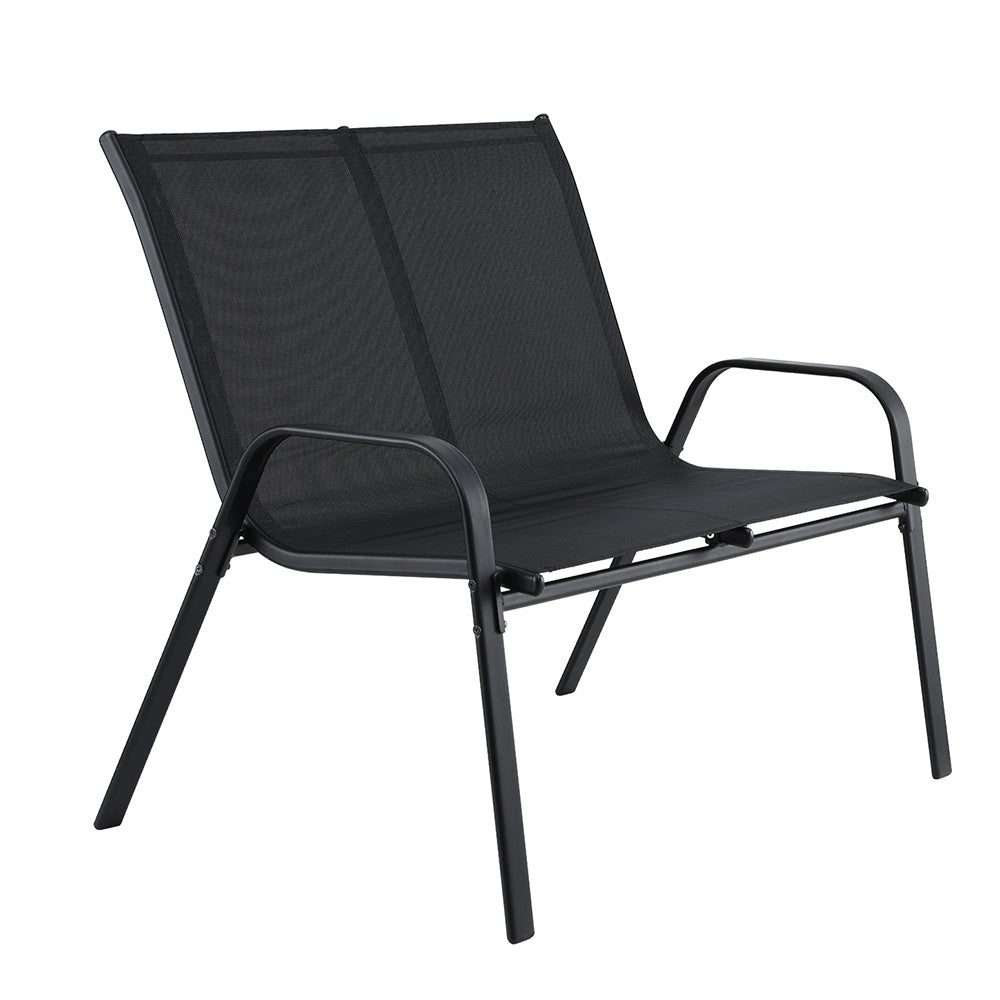 Outdoor Chairs: Gardeon Garden Bench Seat Steel Outdoor Patio Park Lounge Backyard Chair Black