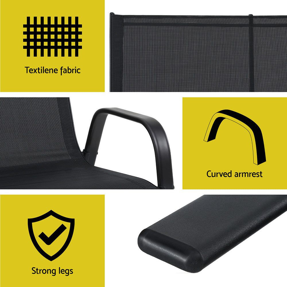 Outdoor Chairs: Gardeon Garden Bench Seat Steel Outdoor Patio Park Lounge Backyard Chair Black