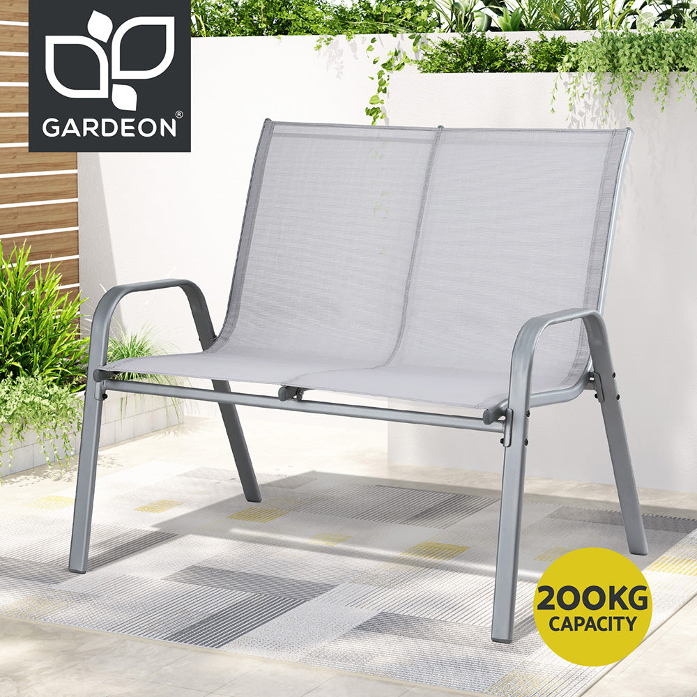 Outdoor Chairs: Gardeon Garden Bench Seat Steel Outdoor Patio Park Lounge Backyard Chair Grey