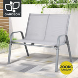 Outdoor Chairs: Gardeon Garden Bench Seat Steel Outdoor Patio Park Lounge Backyard Chair Grey