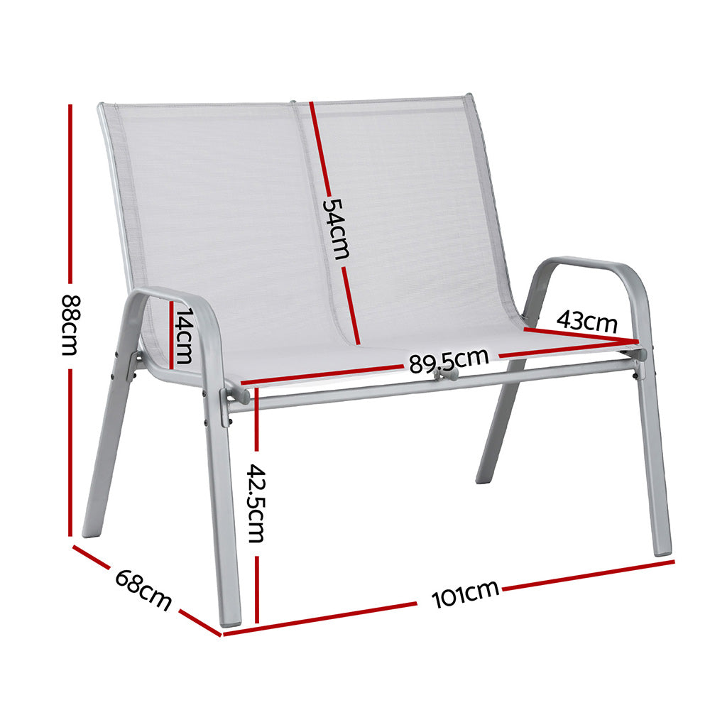 Outdoor Chairs: Gardeon Garden Bench Seat Steel Outdoor Patio Park Lounge Backyard Chair Grey