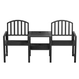 Gardeon Outdoor Garden Bench Seat Loveseat Steel Table Chairs Patio Furniture Black