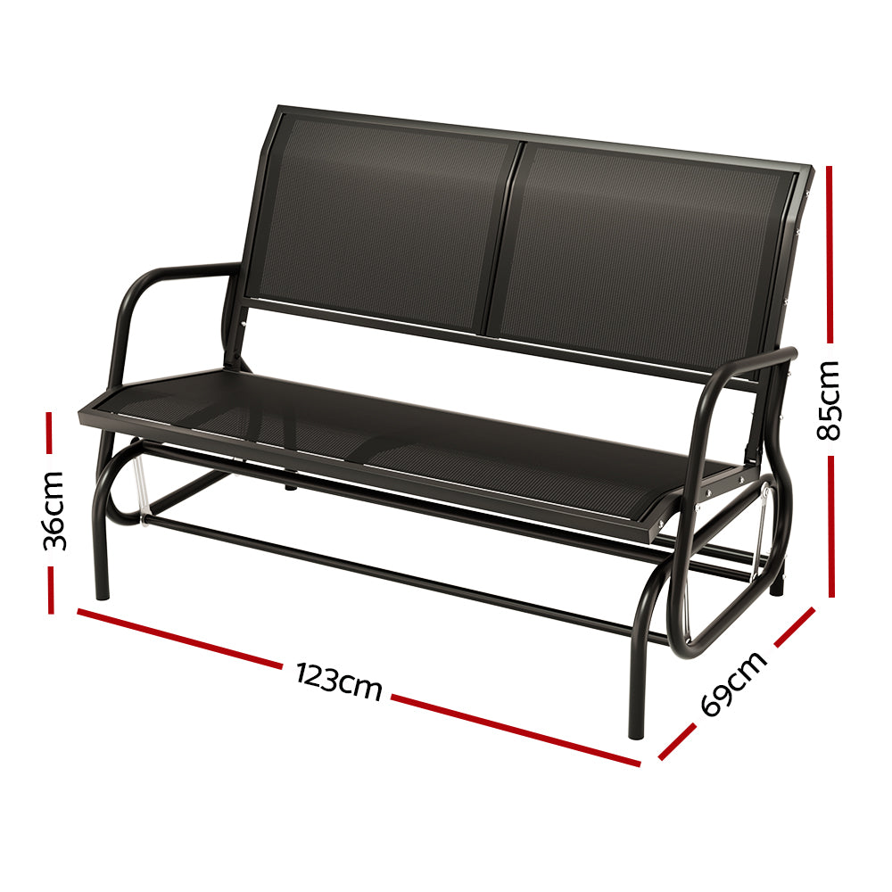 Outdoor Benches: Gardeon Outdoor Garden Bench Seat Swing Glider Rocking 2 Seater Patio Furniture Black