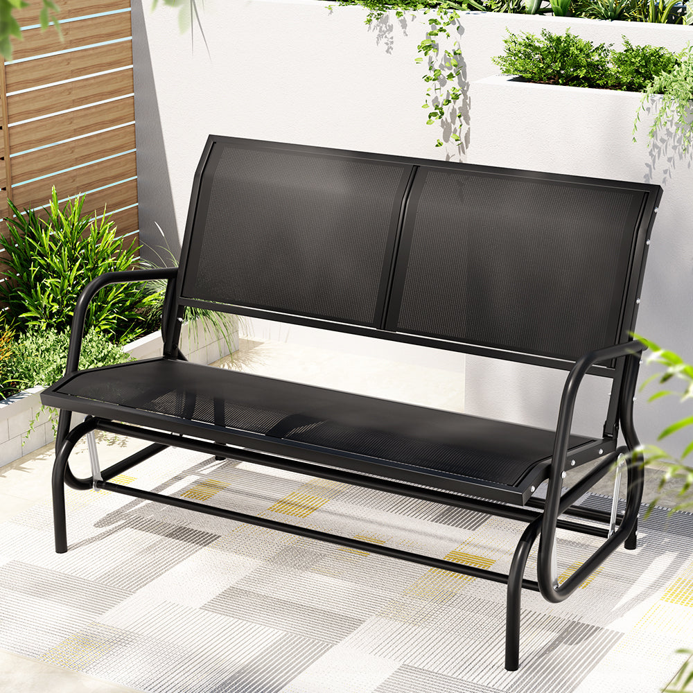 Outdoor Benches: Gardeon Outdoor Garden Bench Seat Swing Glider Rocking 2 Seater Patio Furniture Black