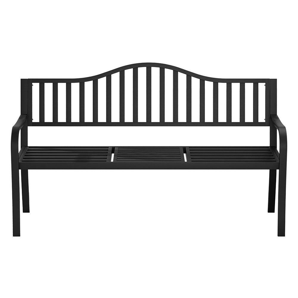 Outdoor Chairs: Gardeon Outdoor Garden Bench Seat Loveseat Steel Foldable Table Patio Furniture Black