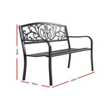 Gardeon Outdoor Garden Bench Seat Steel Outdoor Furniture 3 Seater Park Black