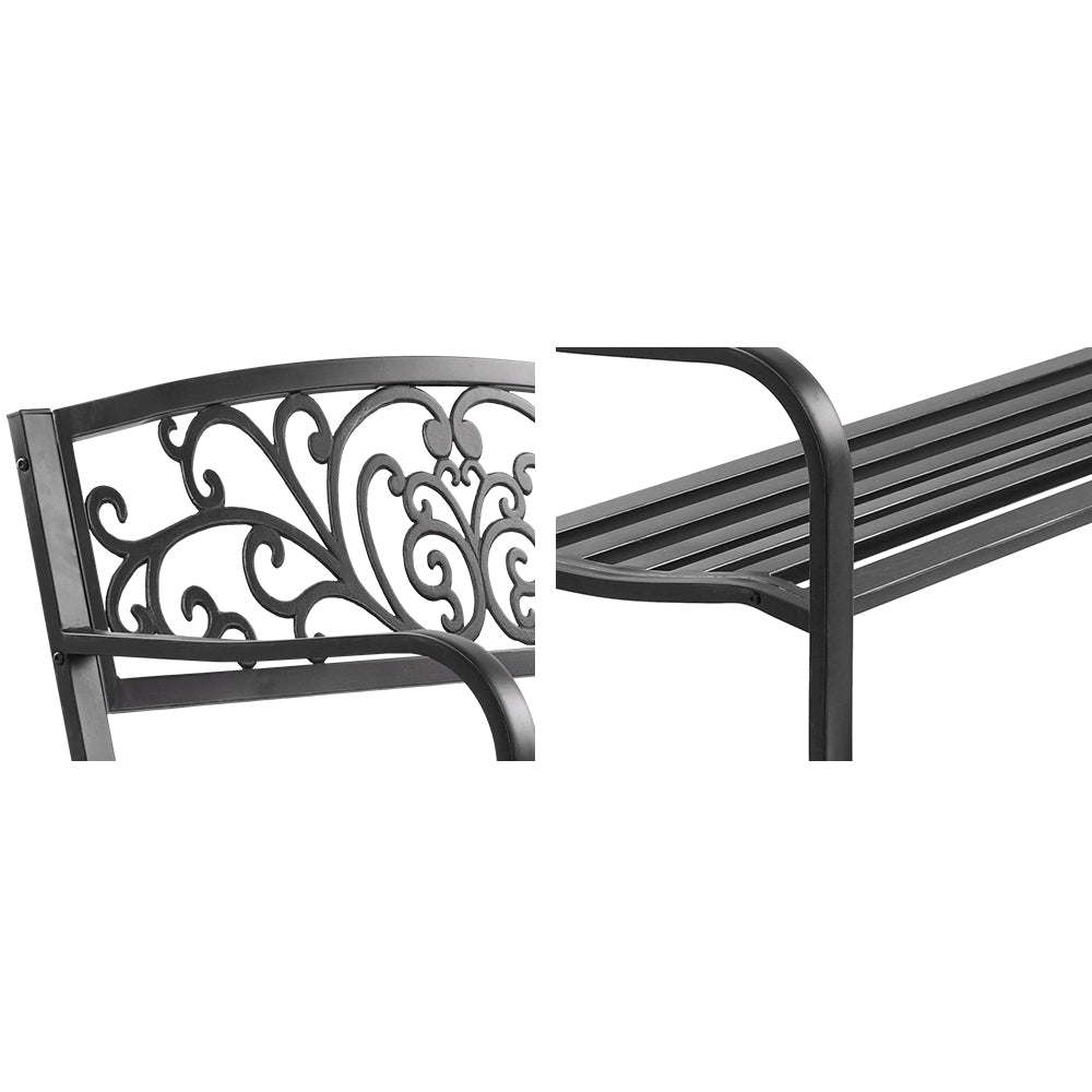 Outdoor Chairs: Gardeon Outdoor Garden Bench Seat Steel Outdoor Furniture 3 Seater Park Black