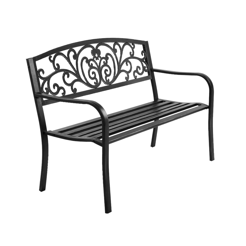 Outdoor Chairs: Gardeon Outdoor Garden Bench Seat Steel Outdoor Furniture 3 Seater Park Black
