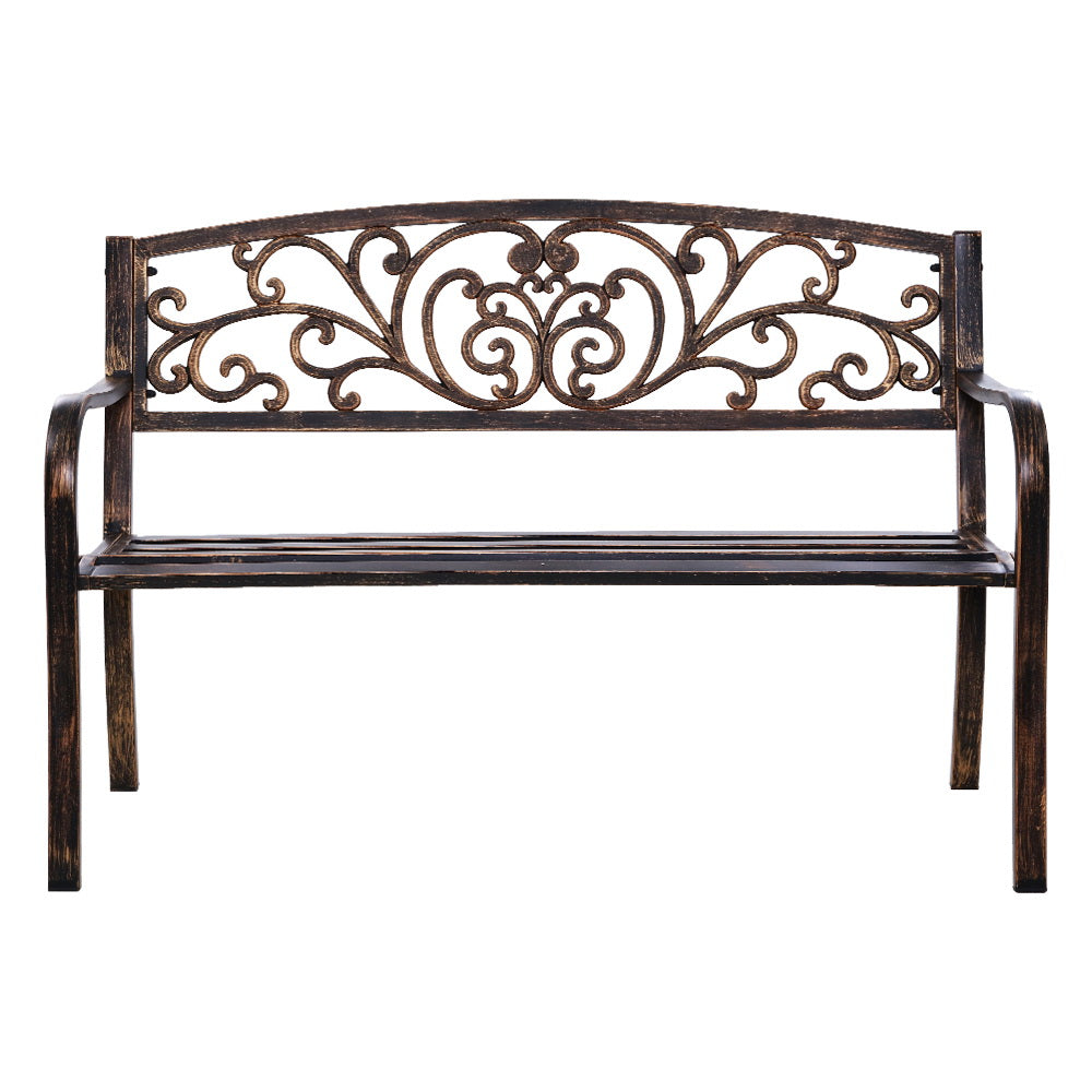 Outdoor Chairs: Gardeon Outdoor Garden Bench Seat Steel Outdoor Furniture 3 Seater Park Bronze