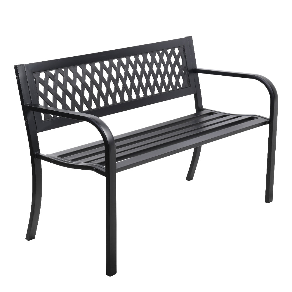 Outdoor Benches: Gardeon Outdoor Garden Bench Seat Steel Outdoor Furniture 2 Seater Park Black