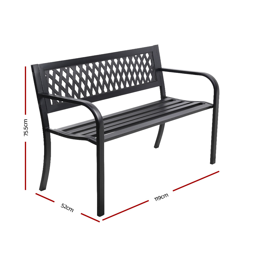 Outdoor Benches: Gardeon Outdoor Garden Bench Seat Steel Outdoor Furniture 2 Seater Park Black