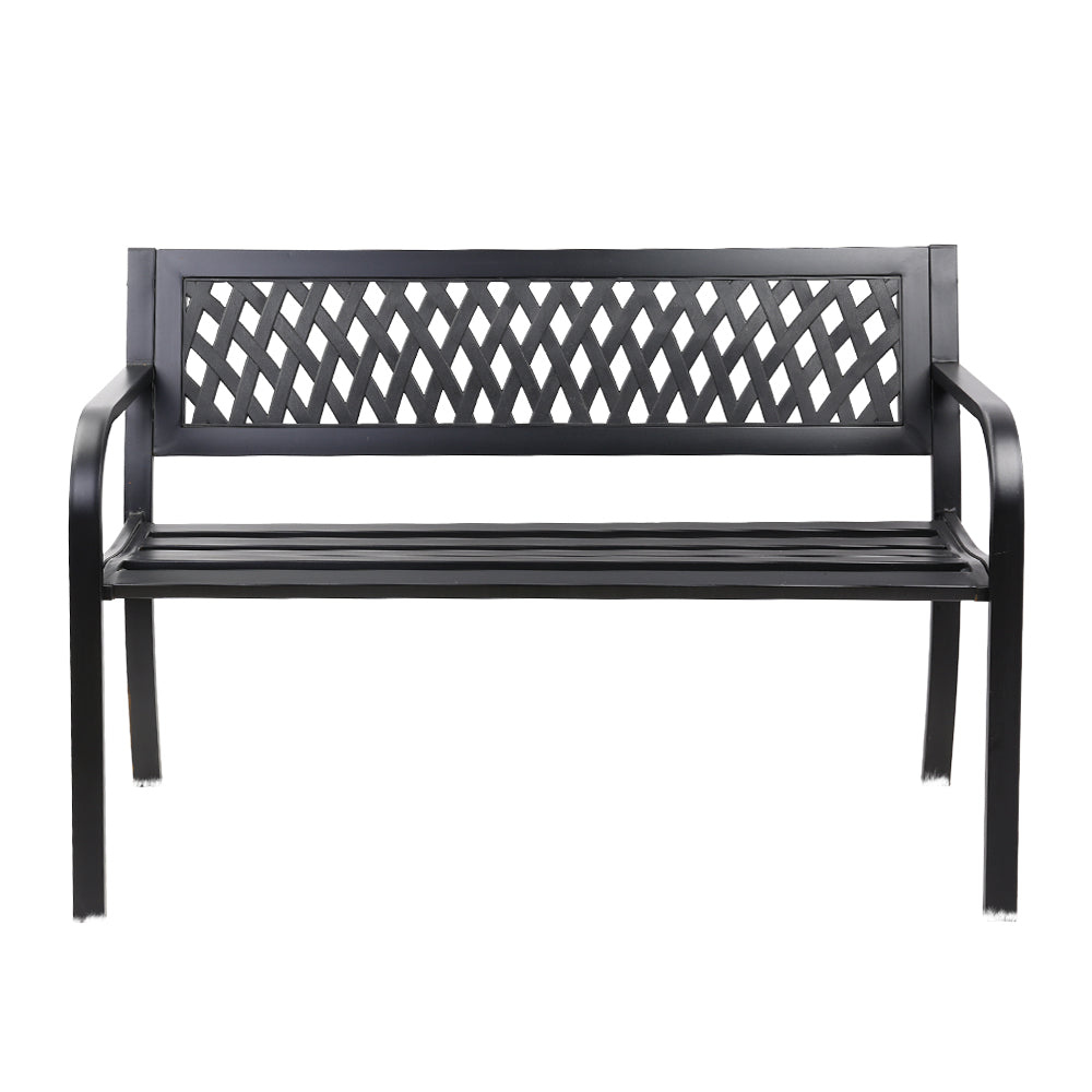Outdoor Benches: Gardeon Outdoor Garden Bench Seat Steel Outdoor Furniture 2 Seater Park Black