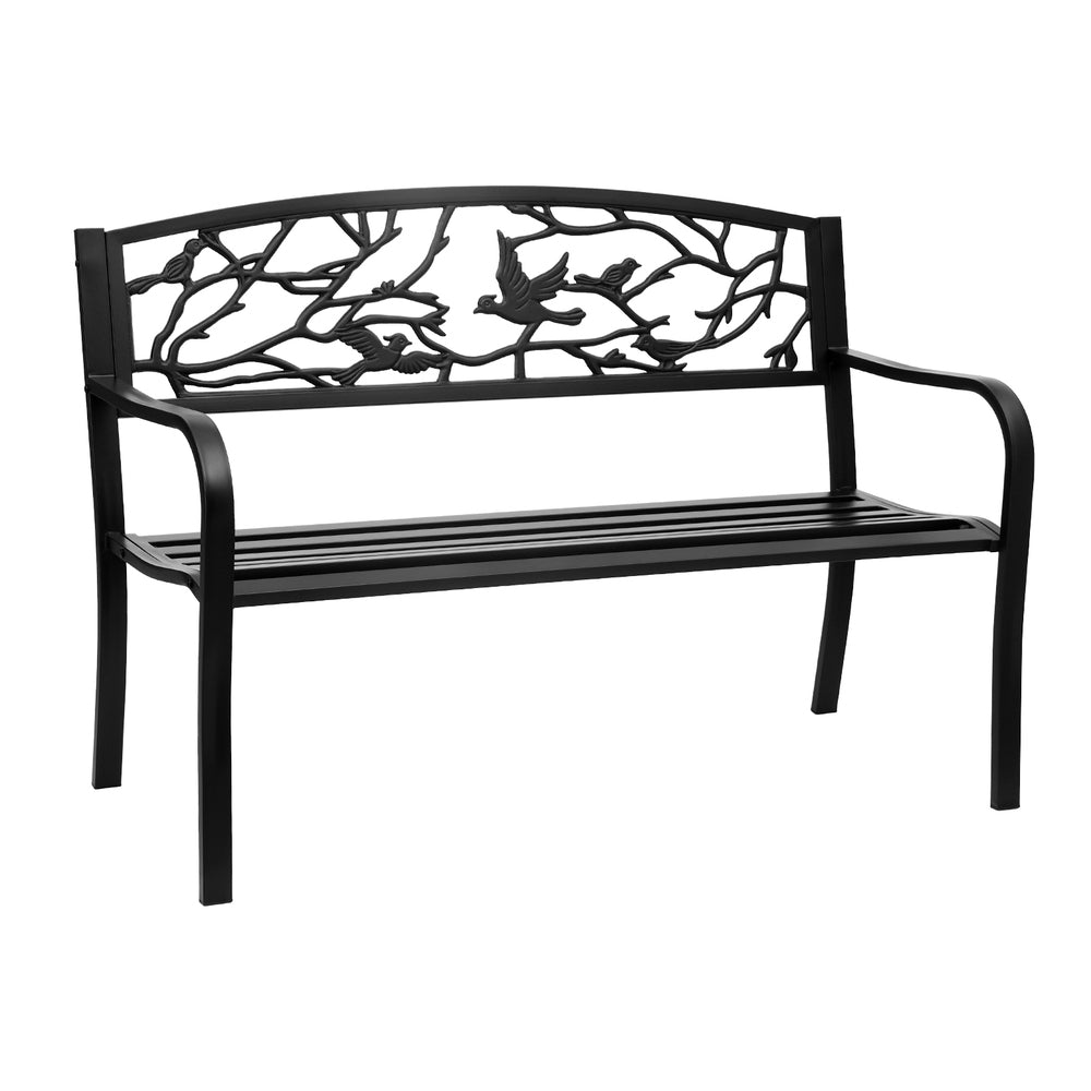 Outdoor Benches: Gardeon Outdoor Bench Seat Garden Steel Outdoor Furniture 3 Seater Park Black