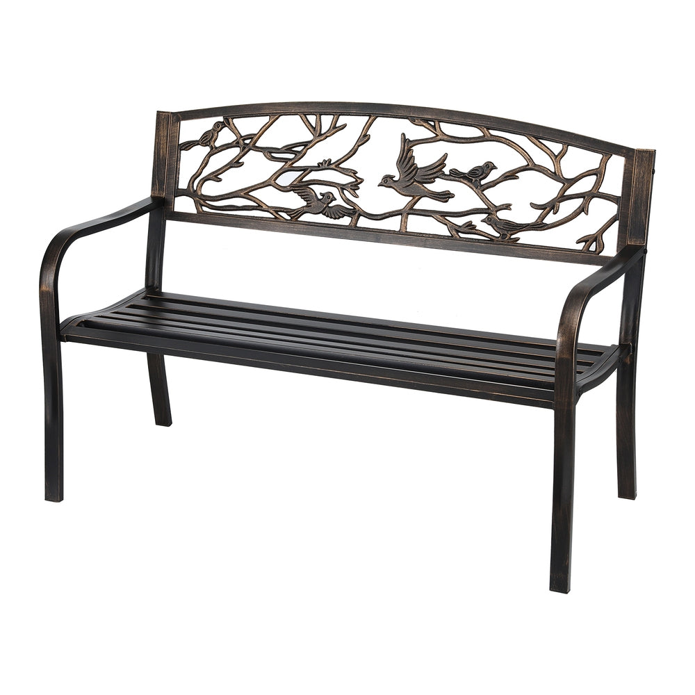 Outdoor Benches: Gardeon Outdoor Bench Seat Garden Steel Outdoor Furniture 3 Seater Park Bronze