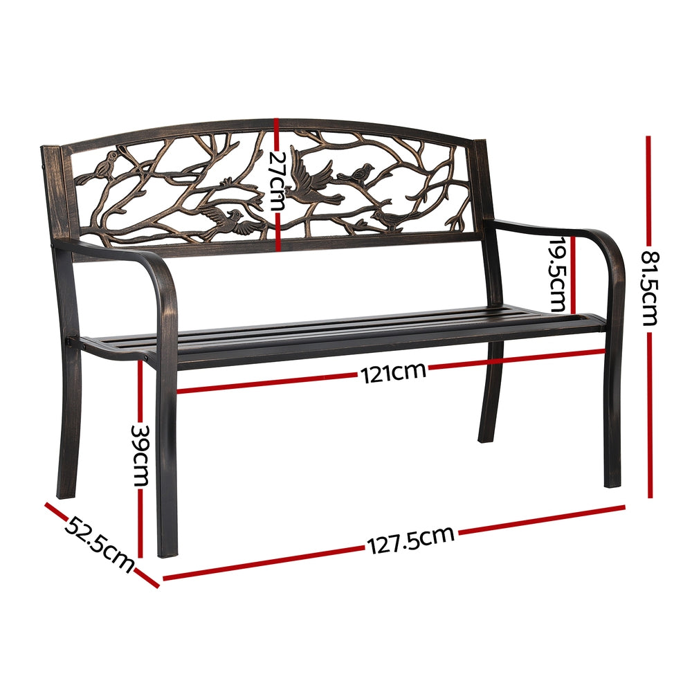 Outdoor Benches: Gardeon Outdoor Bench Seat Garden Steel Outdoor Furniture 3 Seater Park Bronze