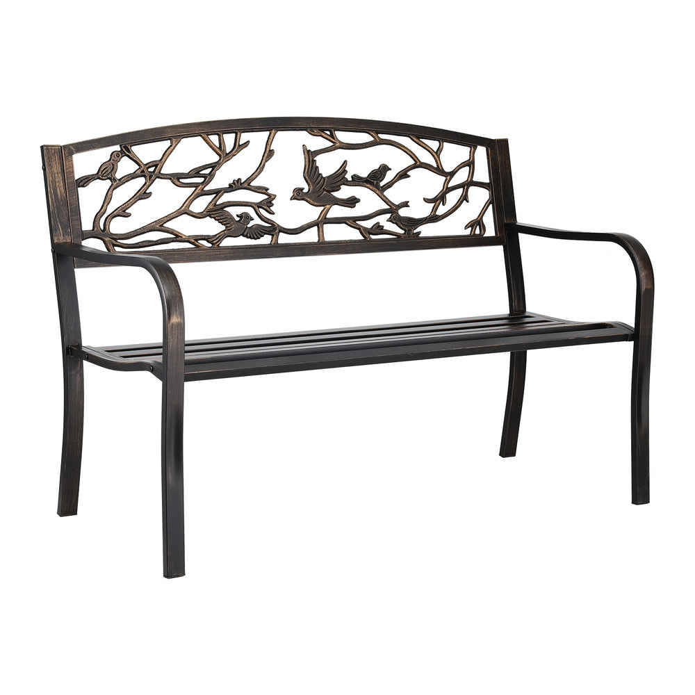 Outdoor Benches: Gardeon Outdoor Bench Seat Garden Steel Outdoor Furniture 3 Seater Park Bronze