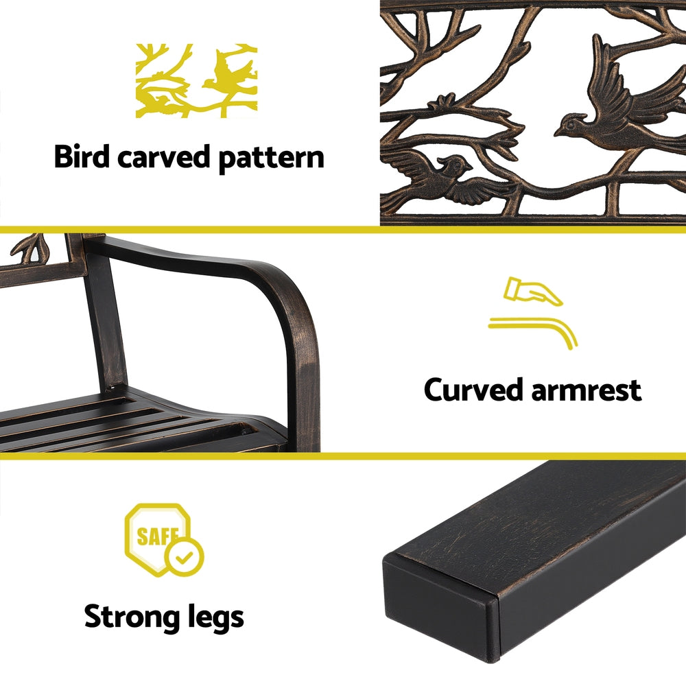 Outdoor Benches: Gardeon Outdoor Bench Seat Garden Steel Outdoor Furniture 3 Seater Park Bronze