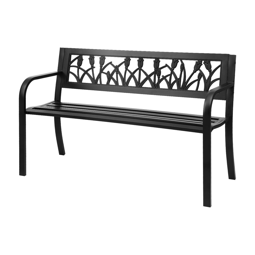 Outdoor Benches: Gardeon Outdoor Garden Bench Seat Outdoor Furniture Steel 2 Seater Park Black