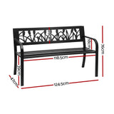 Gardeon Outdoor Garden Bench Seat Outdoor Furniture Steel 2 Seater Park Black