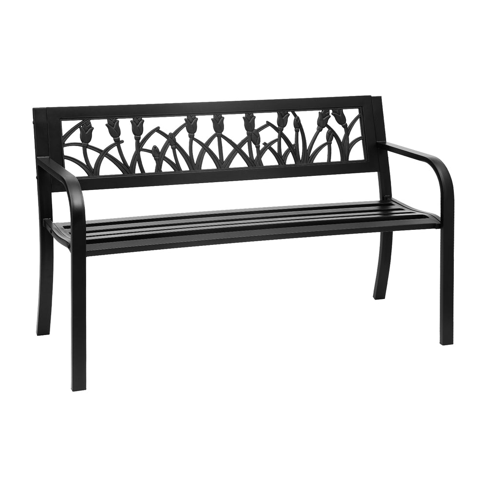 Outdoor Benches: Gardeon Outdoor Garden Bench Seat Outdoor Furniture Steel 2 Seater Park Black